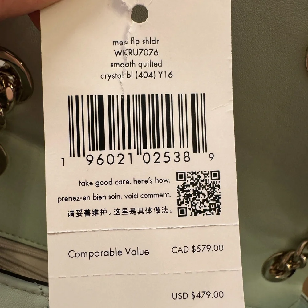 KATE SPADE NATALIA MEDIUM FLAP CROSSBODY SHOULDER CRYSTAL BLUE LEATHER BAG
